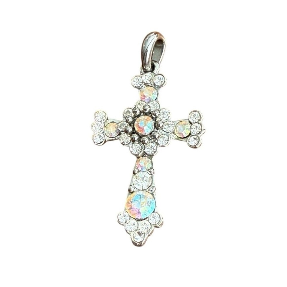 Vintage PREMIER DESIGNS Crystal Cross Necklace PENDANT Only VguC